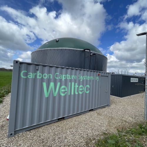 Welltec container til opsamling af CO2 ved GreenFarms biogasanlæg i Gråsteni
